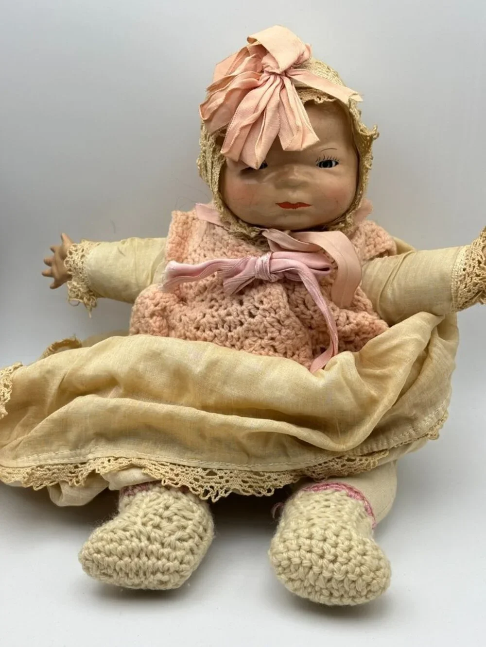 1920s Baby Doll Composition Grace Story Putnam Neck Stamp